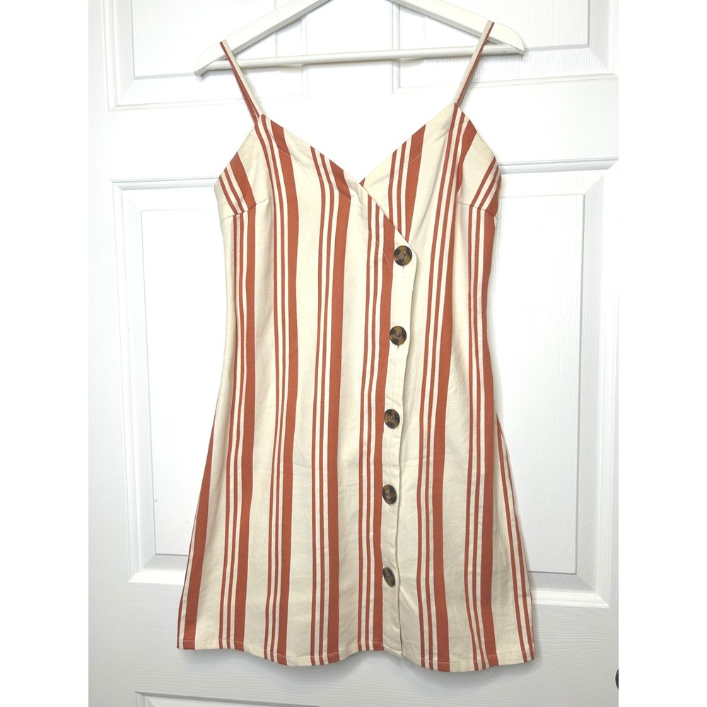 Sky and Sparrow Striped Mini Dress Large Rust